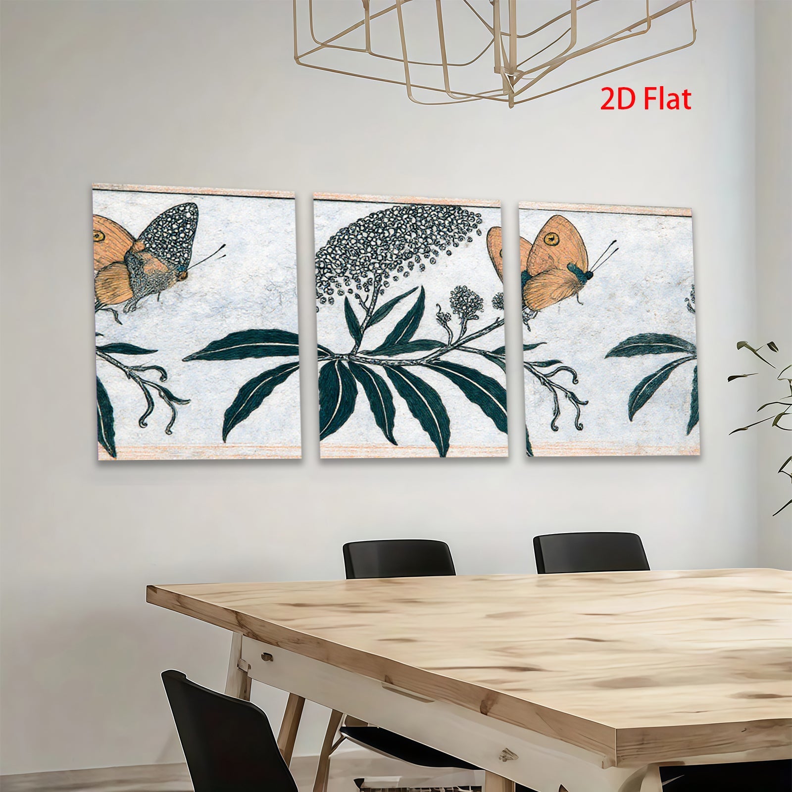 2D flat 1pc Botanical Butterfly Floral Study Gallery Wall Art Decor Farmhouse Living Room Bedroom Canvas Print Modern Aesthetic