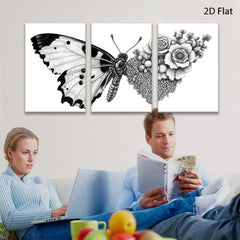 2D flat 1pc Botanical Butterfly Floral Wall Art Decor Living Room Bedroom Gallery Wrapped Canvas Prints Modern Farmhouse Style Home D��cor Cozy Aesthetic
