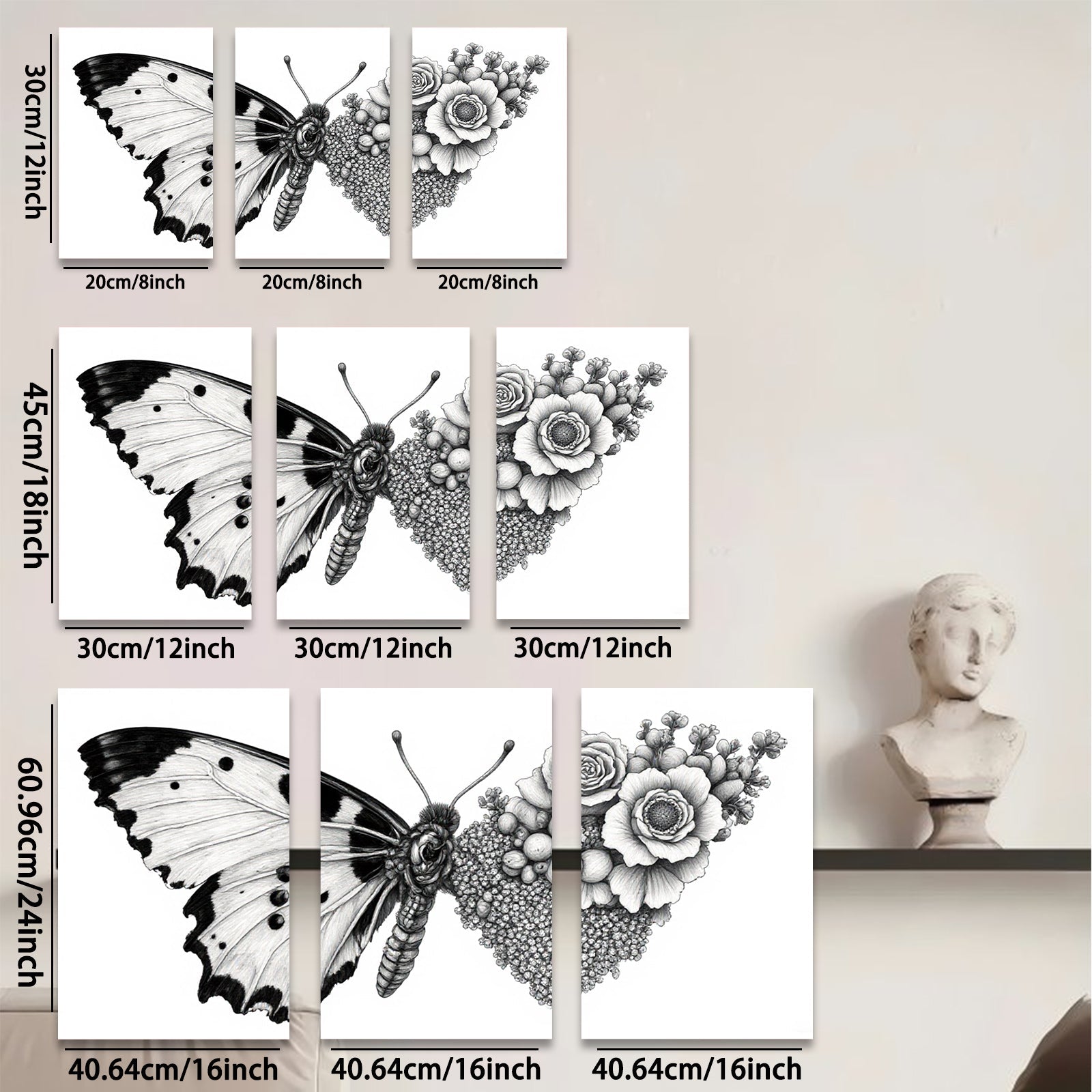 2D flat 1pc Botanical Butterfly Floral Wall Art Decor Living Room Bedroom Gallery Wrapped Canvas Prints Modern Farmhouse Style Home D��cor Cozy Aesthetic