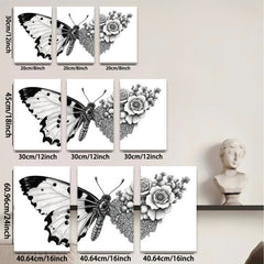 2D flat 1pc Botanical Butterfly Floral Wall Art Decor Living Room Bedroom Gallery Wrapped Canvas Prints Modern Farmhouse Style Home D��cor Cozy Aesthetic