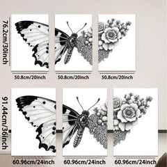 2D flat 1pc Botanical Butterfly Floral Wall Art Decor Living Room Bedroom Gallery Wrapped Canvas Prints Modern Farmhouse Style Home D��cor Cozy Aesthetic