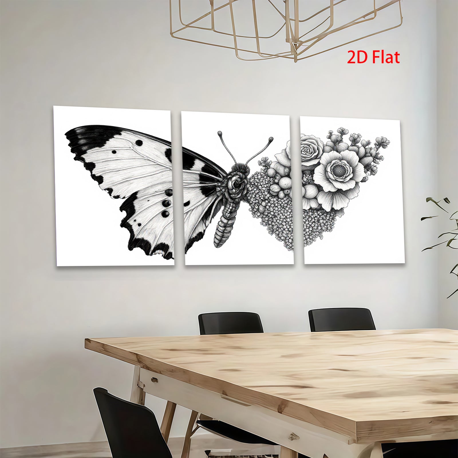 2D flat 1pc Botanical Butterfly Floral Wall Art Decor Living Room Bedroom Gallery Wrapped Canvas Prints Modern Farmhouse Style Home D��cor Cozy Aesthetic