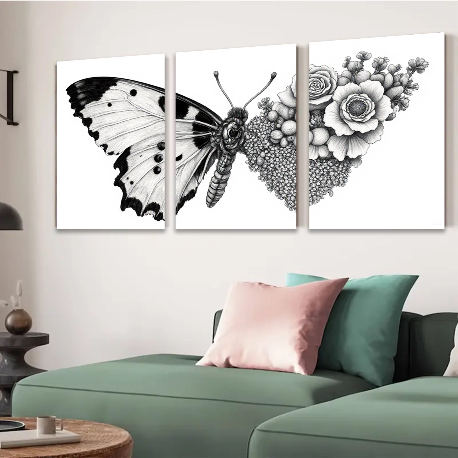 2D flat 1pc Botanical Butterfly Floral Wall Art Decor Living Room Bedroom Gallery Wrapped Canvas Prints Modern Farmhouse Style Home D��cor Cozy Aesthetic