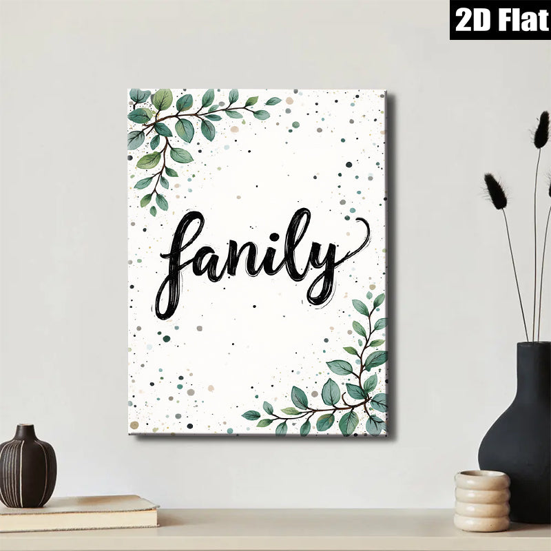 2D flat 1pc Botanical Family Word Art Wall Decor Living Room Bedroom Modern Farmhouse Gallery Wrapped Canvas Prints for Home Decor Cozy Vibes