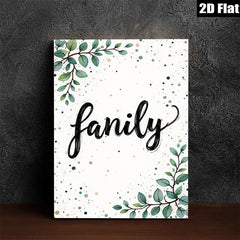 2D flat 1pc Botanical Family Word Art Wall Decor Living Room Bedroom Modern Farmhouse Gallery Wrapped Canvas Prints for Home Decor Cozy Vibes