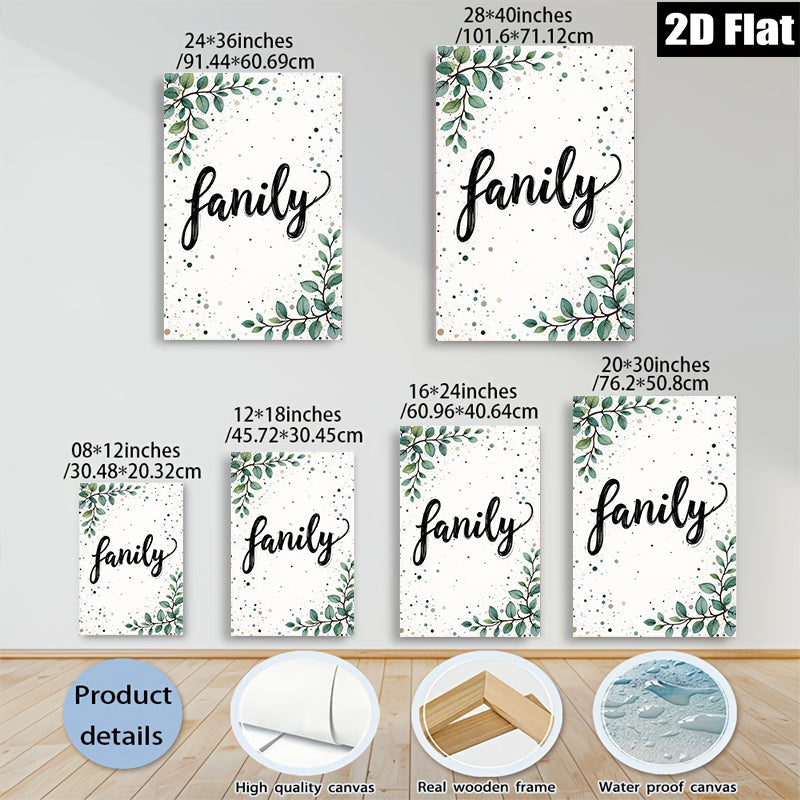 2D flat 1pc Botanical Family Word Art Wall Decor Living Room Bedroom Modern Farmhouse Gallery Wrapped Canvas Prints for Home Decor Cozy Vibes