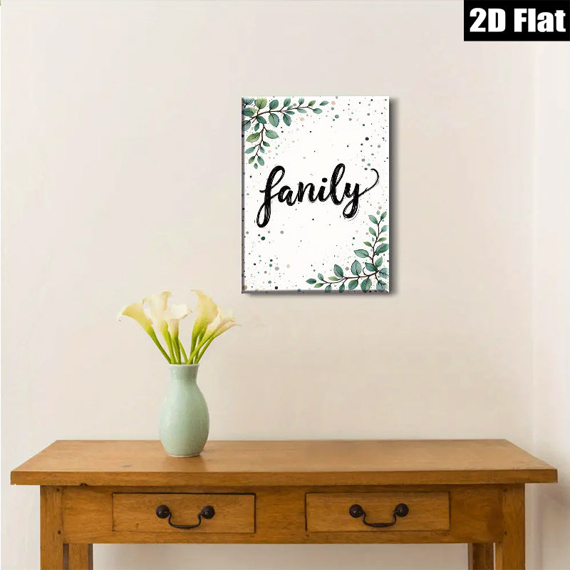 2D flat 1pc Botanical Family Word Art Wall Decor Living Room Bedroom Modern Farmhouse Gallery Wrapped Canvas Prints for Home Decor Cozy Vibes