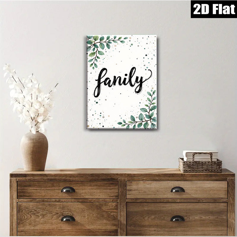 2D flat 1pc Botanical Family Word Art Wall Decor Living Room Bedroom Modern Farmhouse Gallery Wrapped Canvas Prints for Home Decor Cozy Vibes