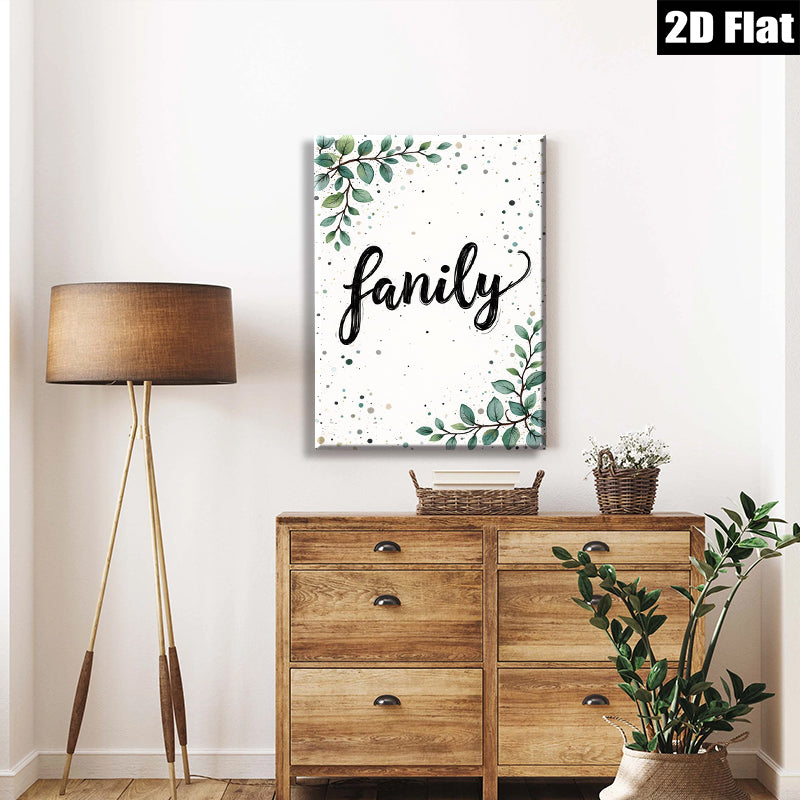 2D flat 1pc Botanical Family Word Art Wall Decor Living Room Bedroom Modern Farmhouse Gallery Wrapped Canvas Prints for Home Decor Cozy Vibes