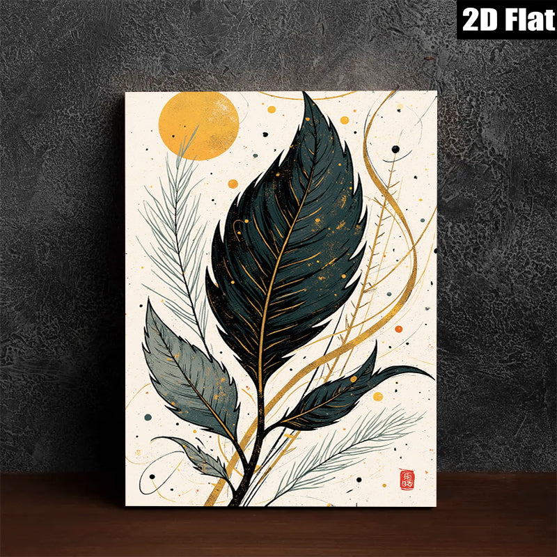 2D flat 1pc Botanical Feather Wall Art Modern Minimalist Living Room Bedroom Decor Gallery Wrapped Canvas Prints for Home Office Spa Relaxation Coastal Farmhouse Vibes