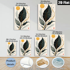 2D flat 1pc Botanical Feather Wall Art Modern Minimalist Living Room Bedroom Decor Gallery Wrapped Canvas Prints for Home Office Spa Relaxation Coastal Farmhouse Vibes