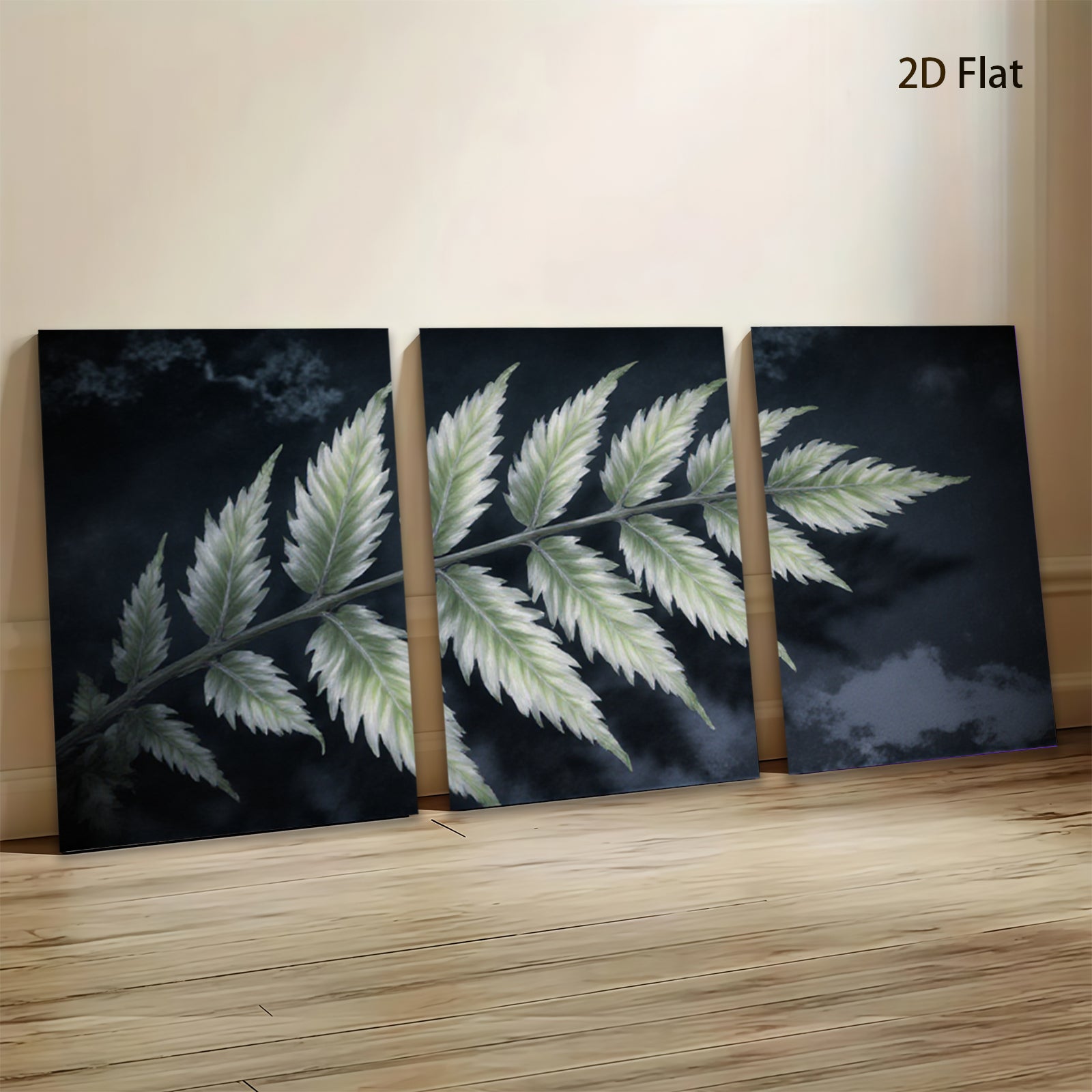 2D flat 1pc Botanical Fern Frond Wall Art Living Room Bedroom Modern Farmhouse Decor Gallery Wrapped Canvas Prints Ready to Hang Large Size