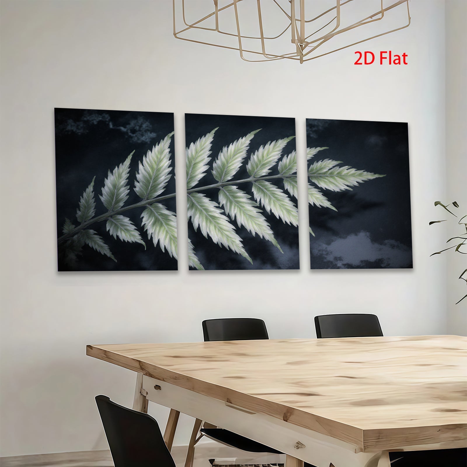 2D flat 1pc Botanical Fern Frond Wall Art Living Room Bedroom Modern Farmhouse Decor Gallery Wrapped Canvas Prints Ready to Hang Large Size
