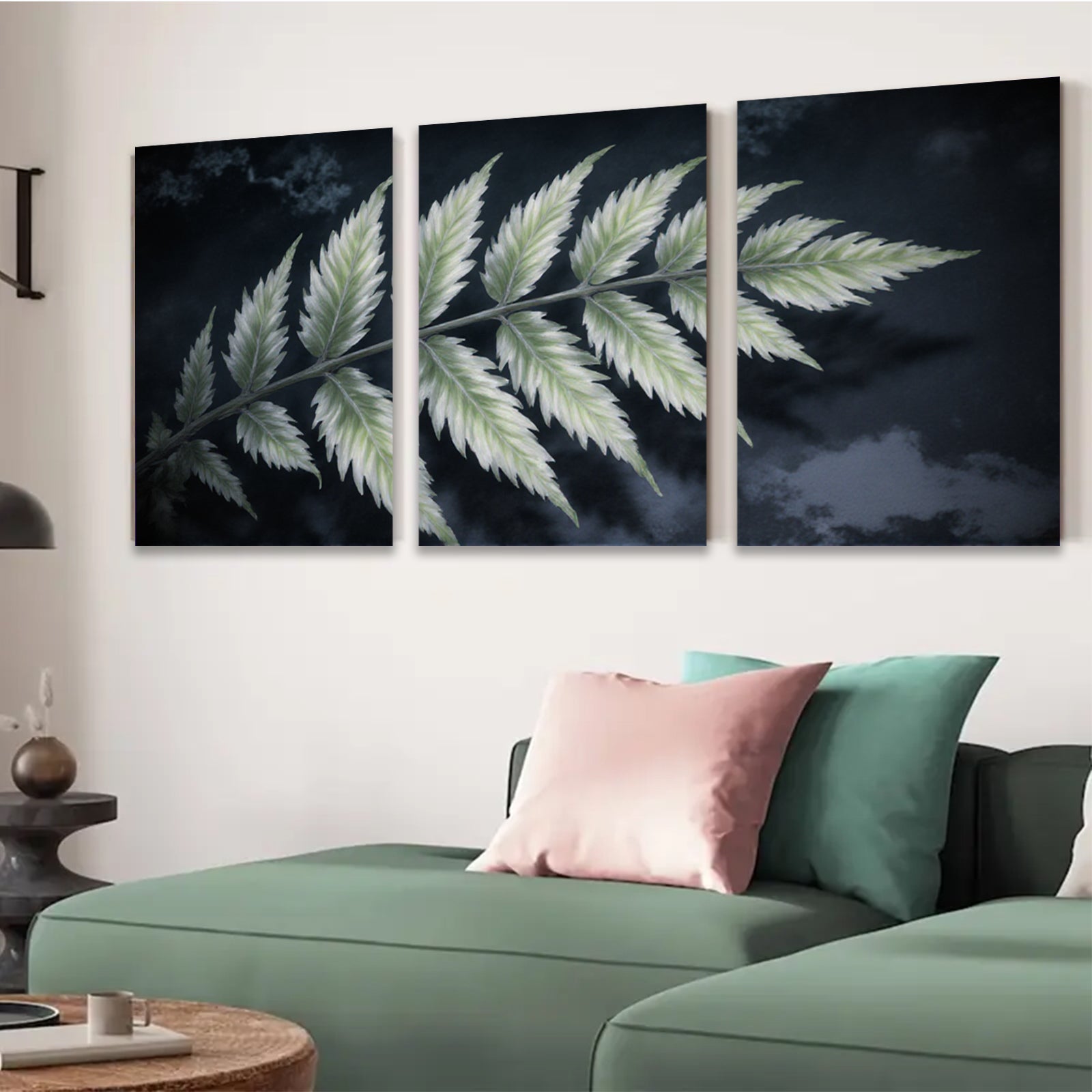 2D flat 1pc Botanical Fern Frond Wall Art Living Room Bedroom Modern Farmhouse Decor Gallery Wrapped Canvas Prints Ready to Hang Large Size