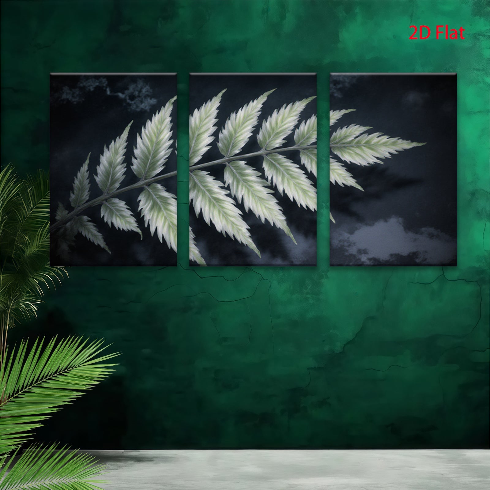 2D flat 1pc Botanical Fern Frond Wall Art Living Room Bedroom Modern Farmhouse Decor Gallery Wrapped Canvas Prints Ready to Hang Large Size