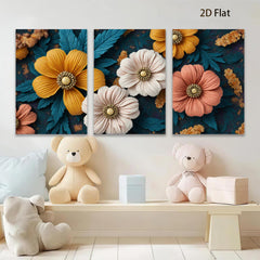 2D flat 1pc Botanical Floral Art Vivid Blooms Cozy Farmhouse Wall Decor Living Room Bedroom Gallery Wrapped Canvas Print