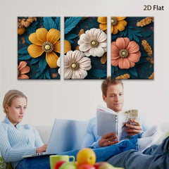 2D flat 1pc Botanical Floral Art Vivid Blooms Cozy Farmhouse Wall Decor Living Room Bedroom Gallery Wrapped Canvas Print