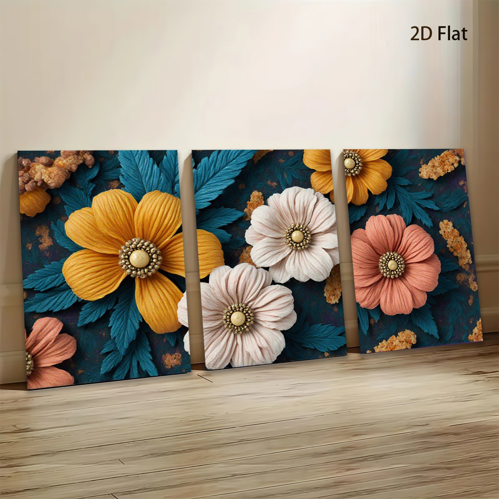 2D flat 1pc Botanical Floral Art Vivid Blooms Cozy Farmhouse Wall Decor Living Room Bedroom Gallery Wrapped Canvas Print