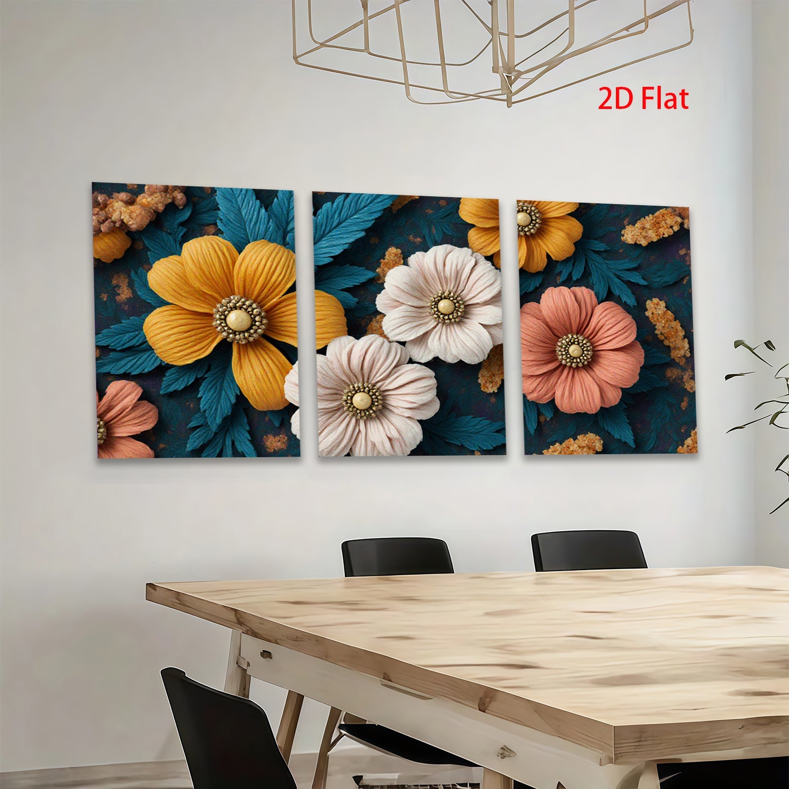 2D flat 1pc Botanical Floral Art Vivid Blooms Cozy Farmhouse Wall Decor Living Room Bedroom Gallery Wrapped Canvas Print