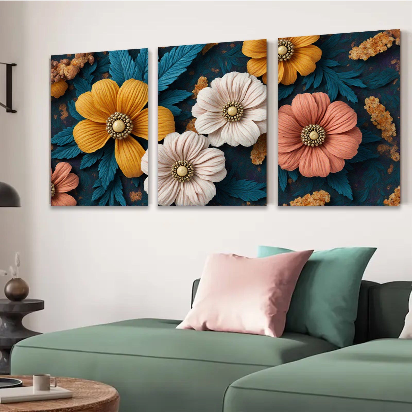 2D flat 1pc Botanical Floral Art Vivid Blooms Cozy Farmhouse Wall Decor Living Room Bedroom Gallery Wrapped Canvas Print