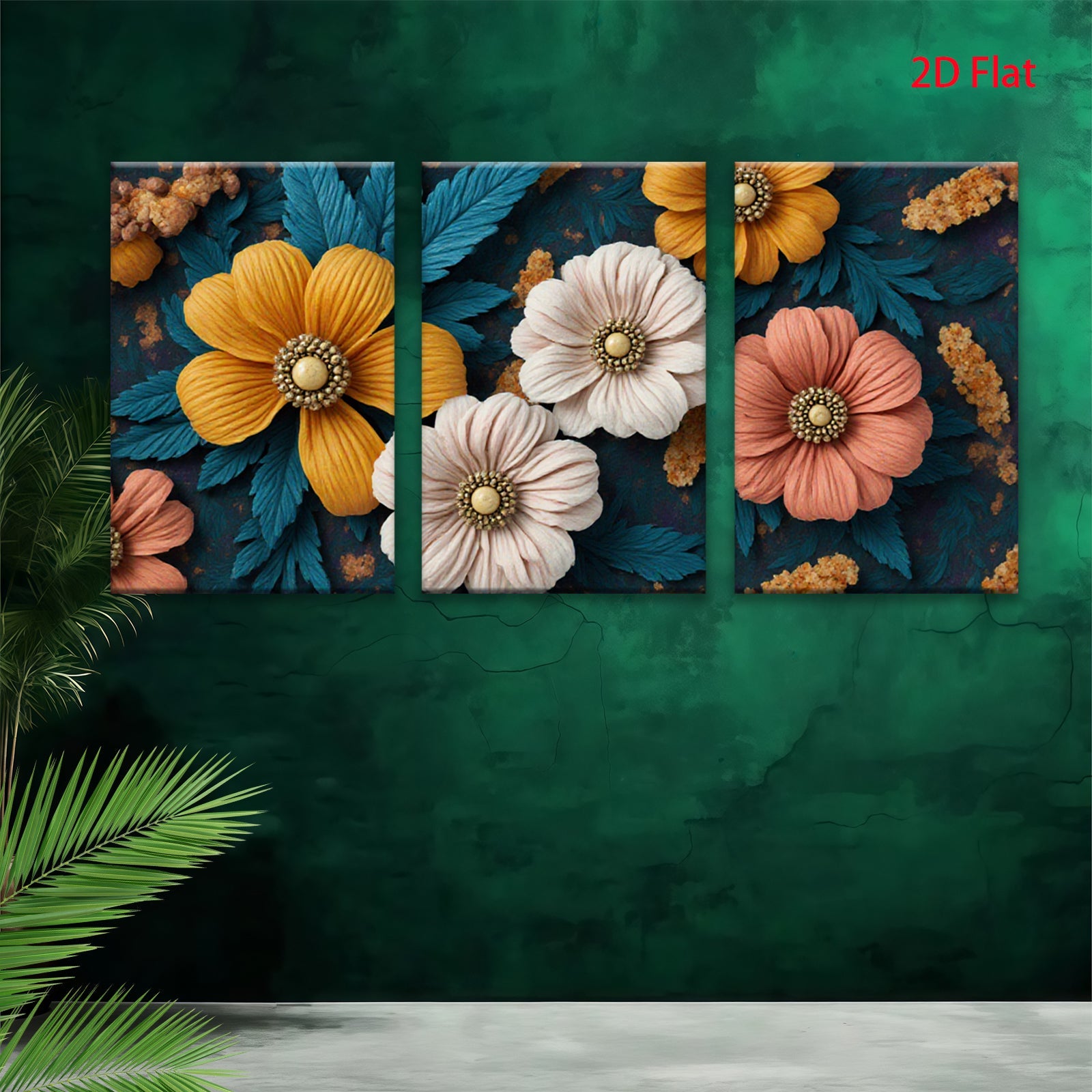 2D flat 1pc Botanical Floral Art Vivid Blooms Cozy Farmhouse Wall Decor Living Room Bedroom Gallery Wrapped Canvas Print