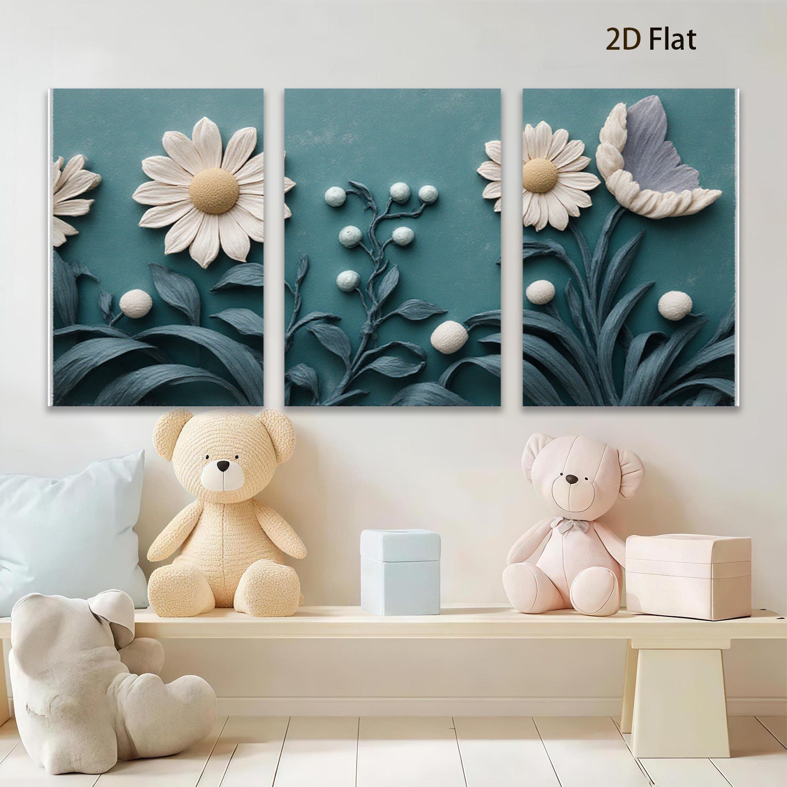 2D flat 1pc Botanical Floral Artwork Cozy Farmhouse Wall Decor Living Room Bedroom Modern Gallery Wrapped Canvas Print Ready to Hang