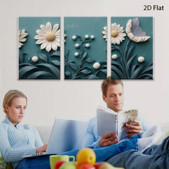 2D flat 1pc Botanical Floral Artwork Cozy Farmhouse Wall Decor Living Room Bedroom Modern Gallery Wrapped Canvas Print Ready to Hang