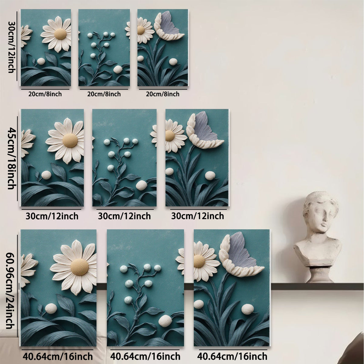 2D flat 1pc Botanical Floral Artwork Cozy Farmhouse Wall Decor Living Room Bedroom Modern Gallery Wrapped Canvas Print Ready to Hang