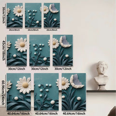 2D flat 1pc Botanical Floral Artwork Cozy Farmhouse Wall Decor Living Room Bedroom Modern Gallery Wrapped Canvas Print Ready to Hang