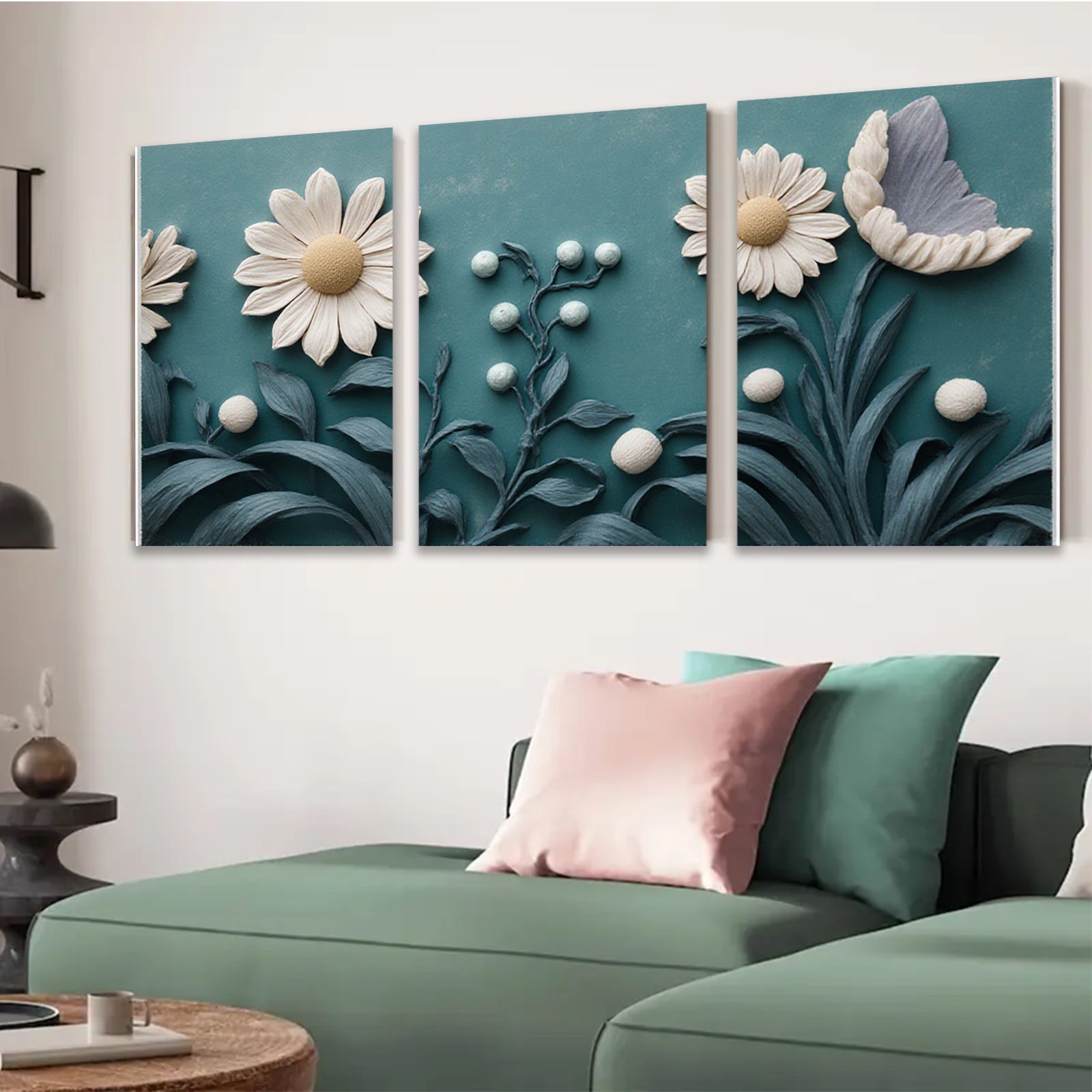 2D flat 1pc Botanical Floral Artwork Cozy Farmhouse Wall Decor Living Room Bedroom Modern Gallery Wrapped Canvas Print Ready to Hang