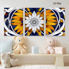 2D flat 1pc Botanical Floral Artwork Vivid Orange White Petals Gallery Wall Decor Living Room Bedroom Home Office Modern Farmhouse Style