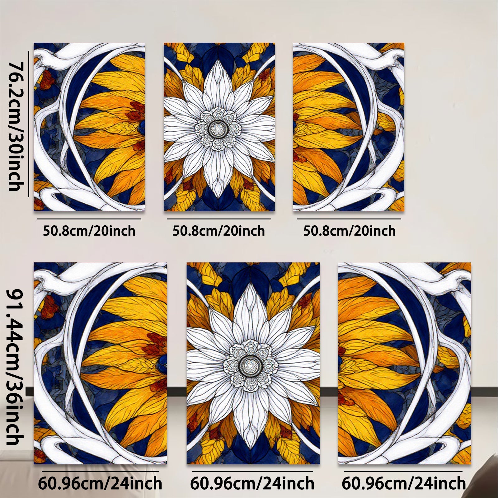 2D flat 1pc Botanical Floral Artwork Vivid Orange White Petals Gallery Wall Decor Living Room Bedroom Home Office Modern Farmhouse Style