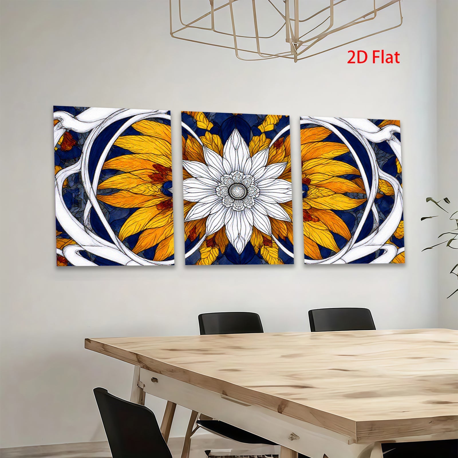 2D flat 1pc Botanical Floral Artwork Vivid Orange White Petals Gallery Wall Decor Living Room Bedroom Home Office Modern Farmhouse Style