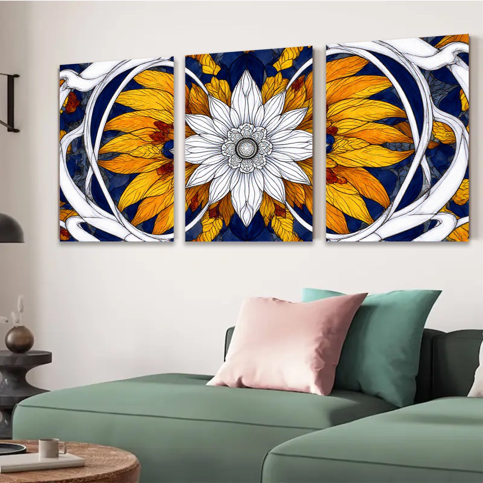 2D flat 1pc Botanical Floral Artwork Vivid Orange White Petals Gallery Wall Decor Living Room Bedroom Home Office Modern Farmhouse Style