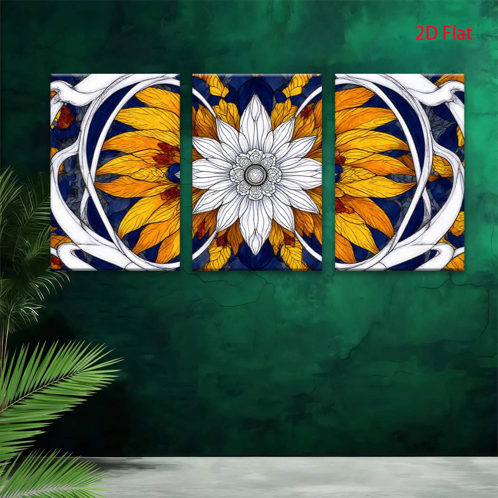 2D flat 1pc Botanical Floral Artwork Vivid Orange White Petals Gallery Wall Decor Living Room Bedroom Home Office Modern Farmhouse Style