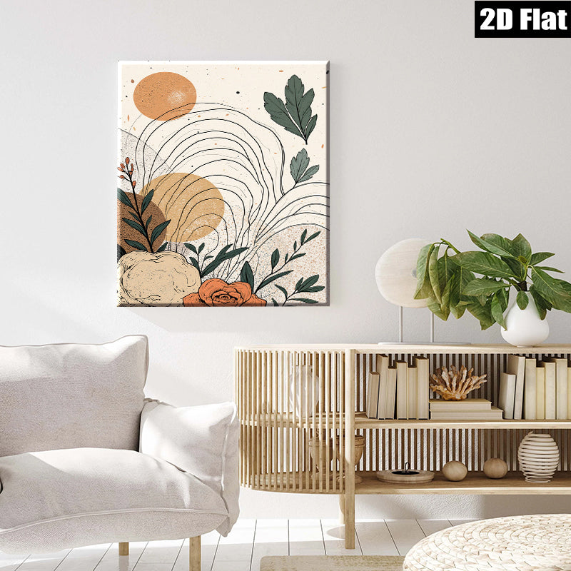 2D flat 1pc Botanical Floral Line Art Wall Decor Modern Farmhouse Living Room Bedroom Canvas Prints Gallery Wrapped Art Home Decor