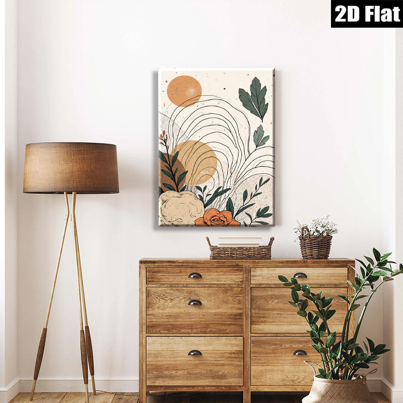 2D flat 1pc Botanical Floral Line Art Wall Decor Modern Farmhouse Living Room Bedroom Canvas Prints Gallery Wrapped Art Home Decor