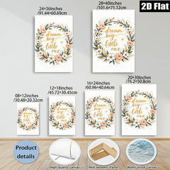 2D flat 1pc Botanical Floral Wall Art Dream Big Little One Nursery Decor Baby Girl Room Canvas Prints Home Decor Living Room Bedroom Gallery Wrapped Modern Artwork