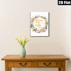2D flat 1pc Botanical Floral Wall Art Dream Big Little One Nursery Decor Baby Girl Room Canvas Prints Home Decor Living Room Bedroom Gallery Wrapped Modern Artwork
