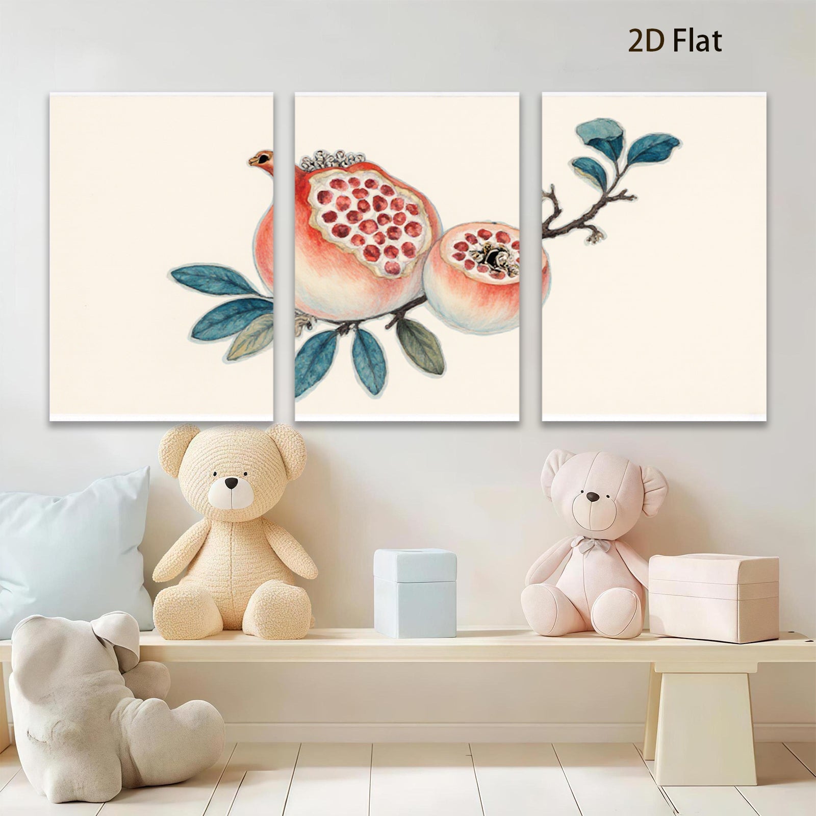 2D flat 1pc Botanical Fruit Branch Painting Wall Art Decor for Living Room Bedroom Kitchen Dining Room Gallery Wrapped Canvas Prints Modern Farmhouse Style