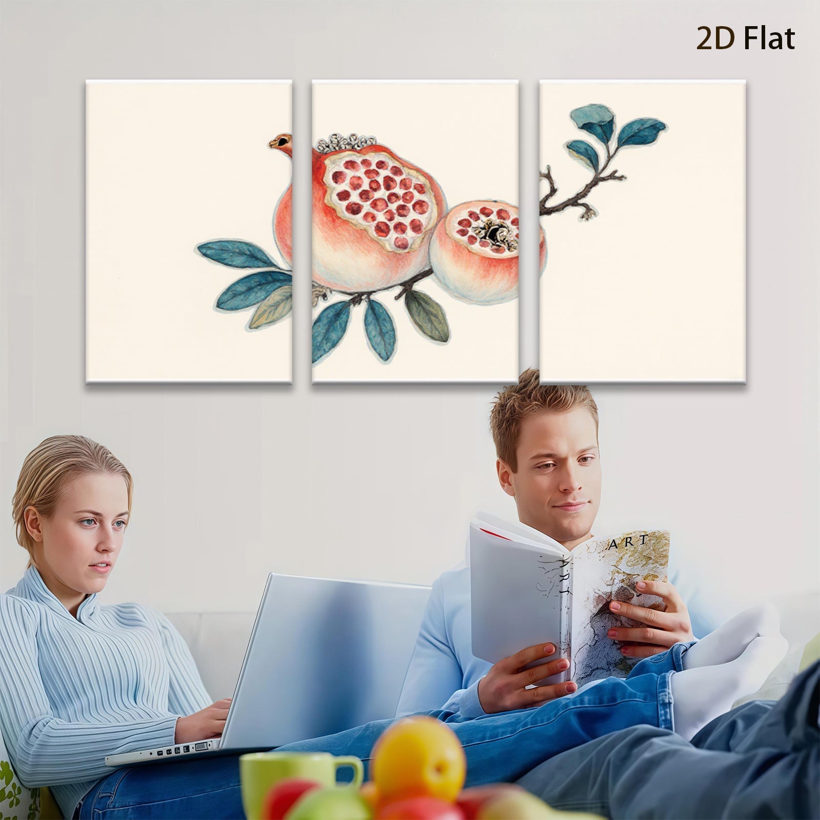 2D flat 1pc Botanical Fruit Branch Painting Wall Art Decor for Living Room Bedroom Kitchen Dining Room Gallery Wrapped Canvas Prints Modern Farmhouse Style
