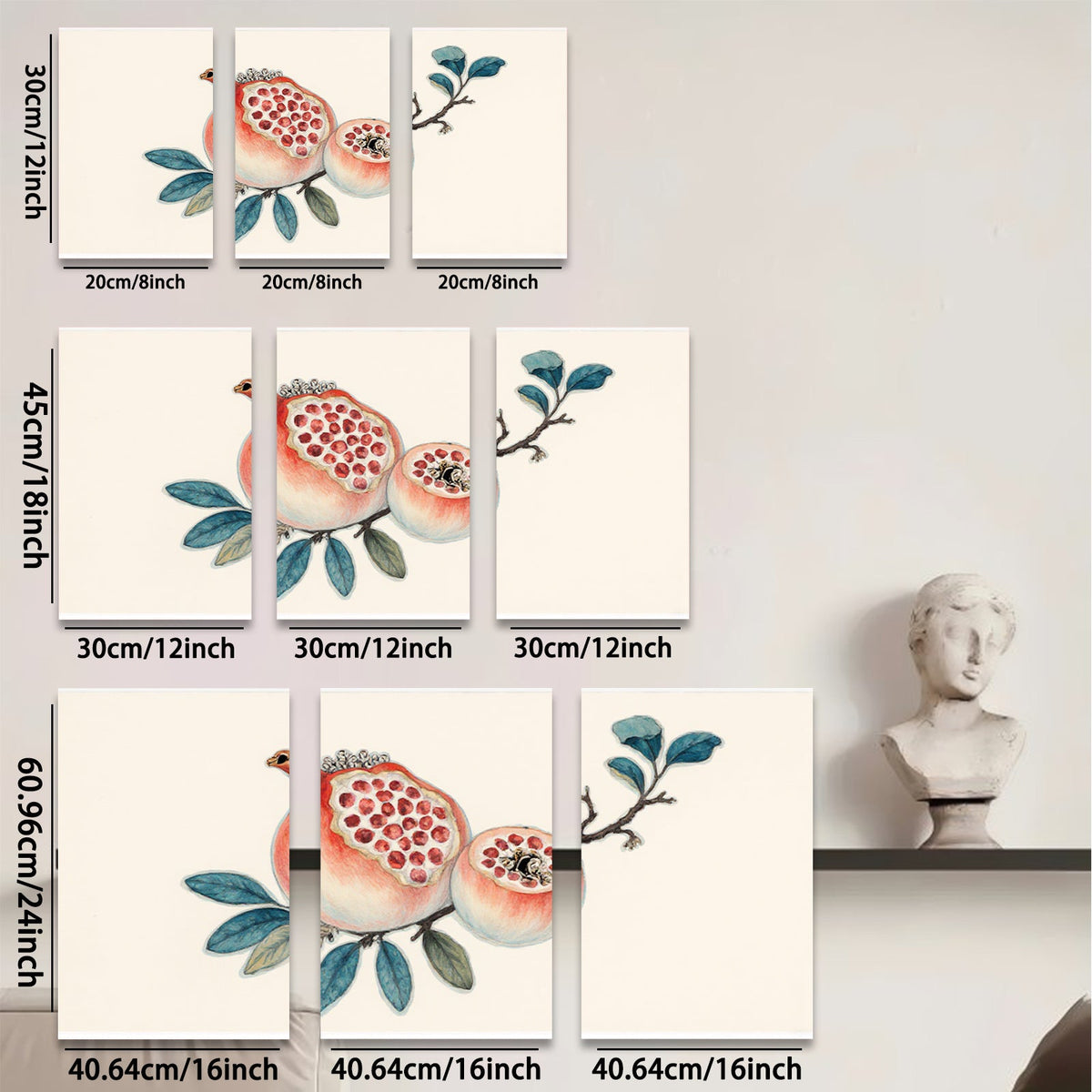 2D flat 1pc Botanical Fruit Branch Painting Wall Art Decor for Living Room Bedroom Kitchen Dining Room Gallery Wrapped Canvas Prints Modern Farmhouse Style
