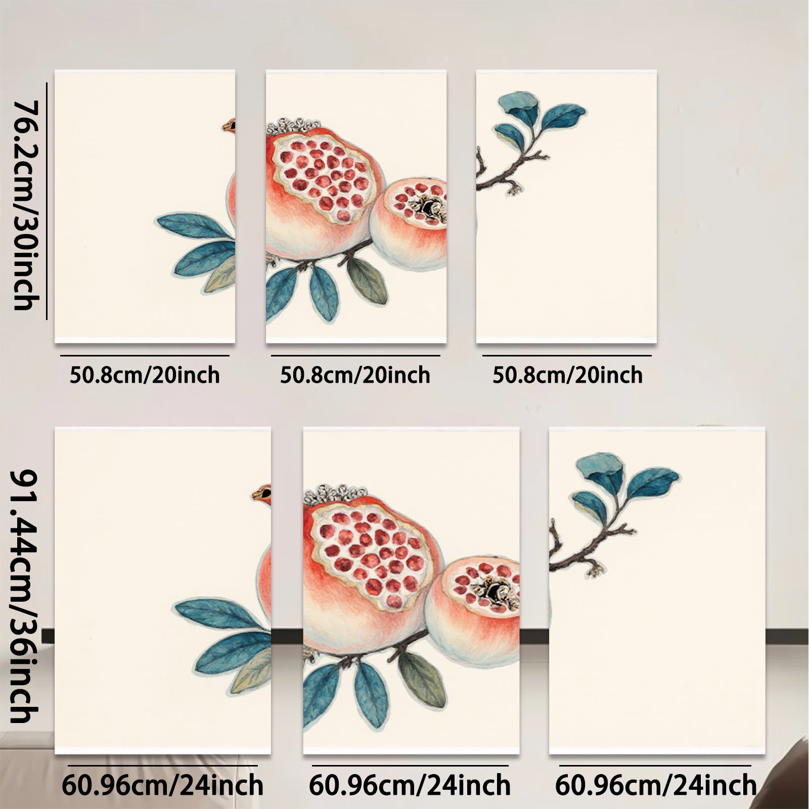 2D flat 1pc Botanical Fruit Branch Painting Wall Art Decor for Living Room Bedroom Kitchen Dining Room Gallery Wrapped Canvas Prints Modern Farmhouse Style