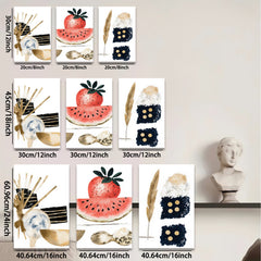 2D flat 1pc Botanical Fruit Gold Foil Wall Art Modern Farmhouse Decor Living Room Bedroom Gallery Wrapped Canvas Prints