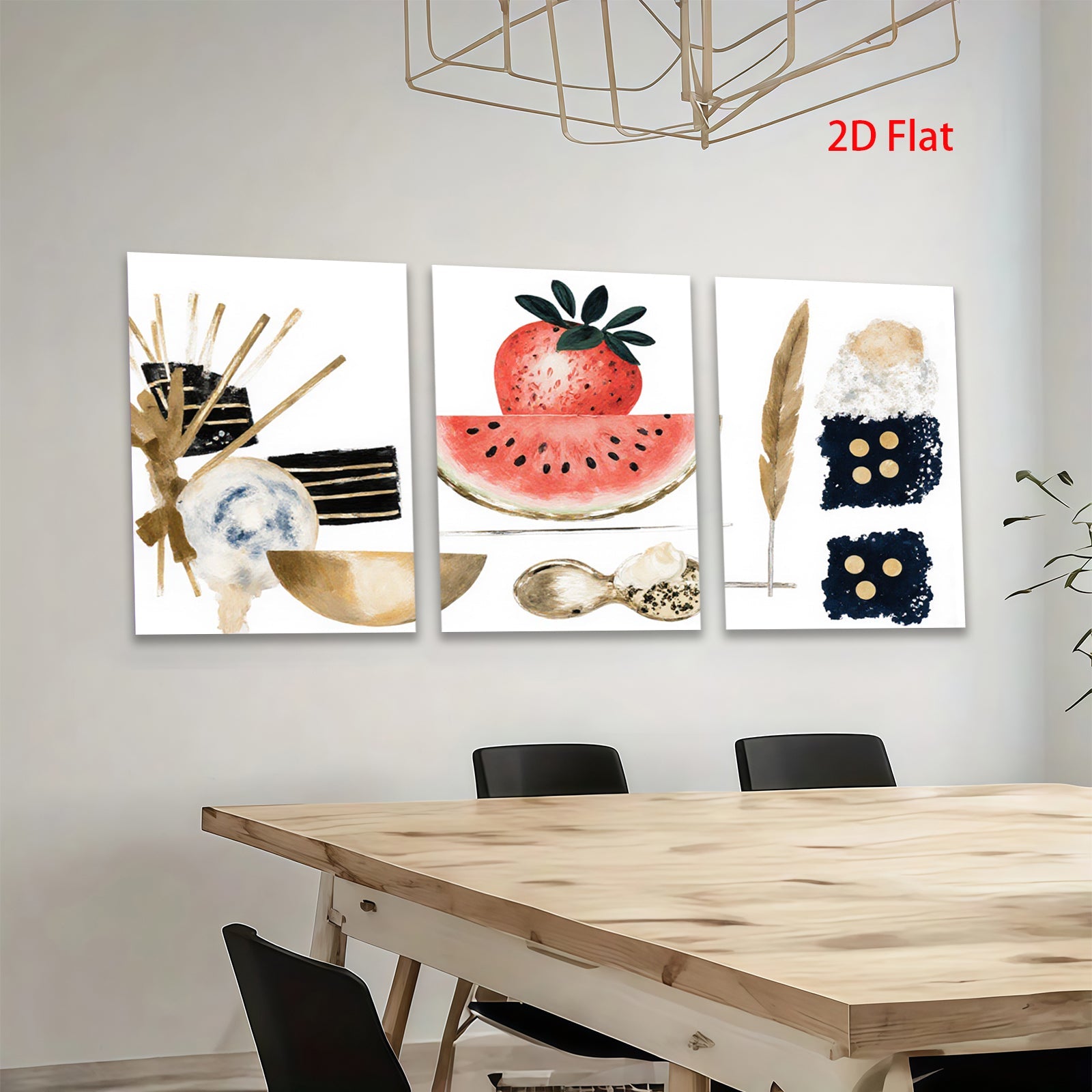 2D flat 1pc Botanical Fruit Gold Foil Wall Art Modern Farmhouse Decor Living Room Bedroom Gallery Wrapped Canvas Prints