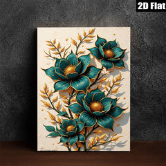 2D flat 1pc Botanical Gold Floral Wall Art Decor Modern Farmhouse Living Room Bedroom Canvas Prints Gallery Wrapped Ready to Hang