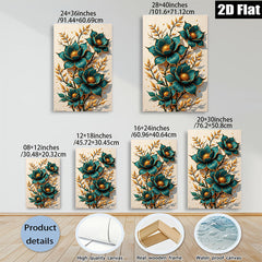 2D flat 1pc Botanical Gold Floral Wall Art Decor Modern Farmhouse Living Room Bedroom Canvas Prints Gallery Wrapped Ready to Hang