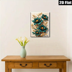 2D flat 1pc Botanical Gold Floral Wall Art Decor Modern Farmhouse Living Room Bedroom Canvas Prints Gallery Wrapped Ready to Hang