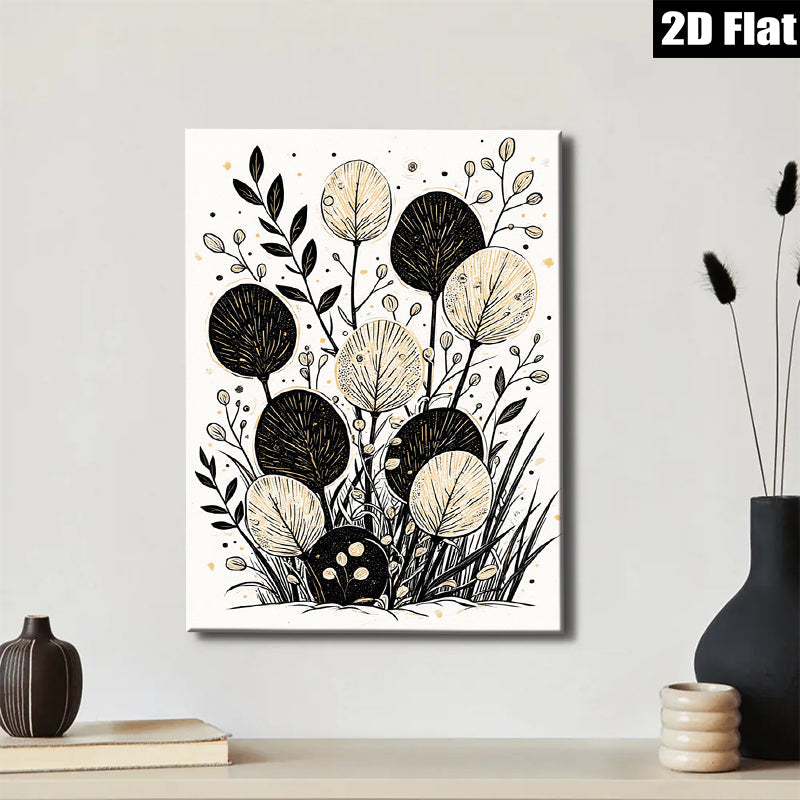2D flat 1pc Botanical Gold Foliage Wall Art Modern Farmhouse Decor Living Room Bedroom Canvas Prints Gallery Wrapped Ready To Hang Minimalist Aesthetic