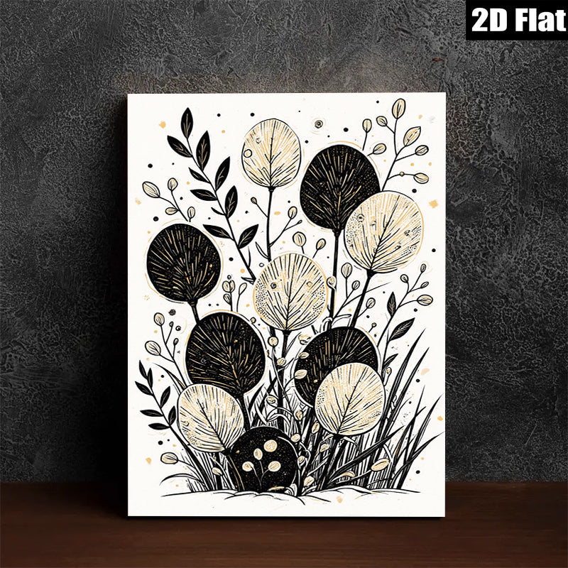 2D flat 1pc Botanical Gold Foliage Wall Art Modern Farmhouse Decor Living Room Bedroom Canvas Prints Gallery Wrapped Ready To Hang Minimalist Aesthetic